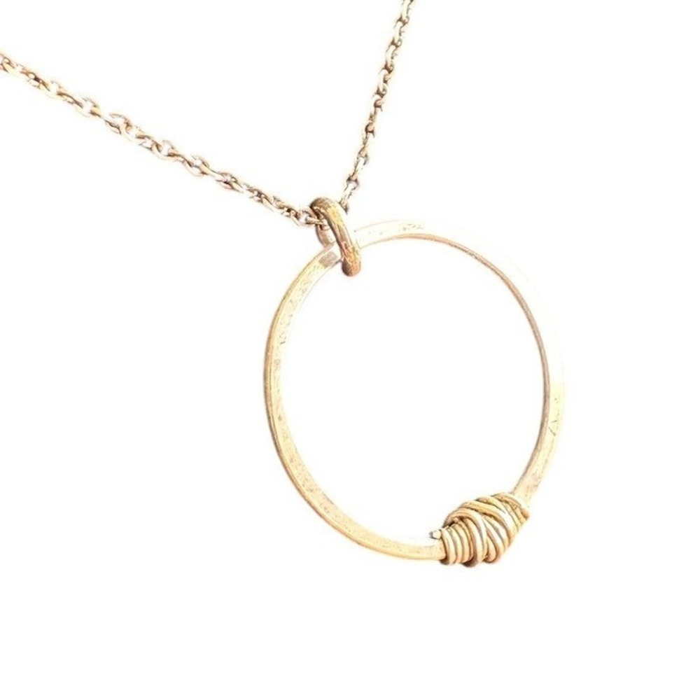 Unbranded Circle Pendant Necklace silver‎ Excellent Minimalist Wire Wrap